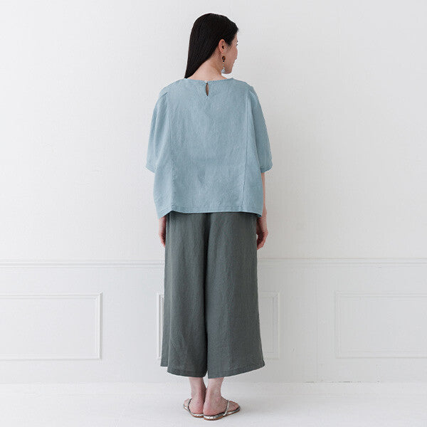 【crea delice】麻100%亞麻寬版上衣｜袖口打褶春夏女裝 Japan E-Shop