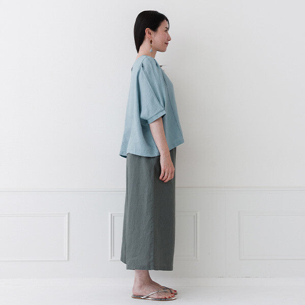 【crea delice】麻100%亞麻寬版上衣｜袖口打褶春夏女裝 Japan E-Shop