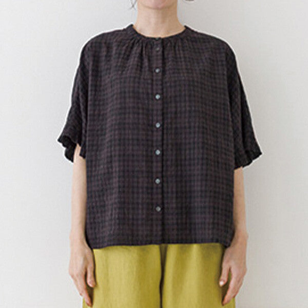 【crea delice】棉混人造絲暗格紋荷葉袖上衣 Japan E-Shop
