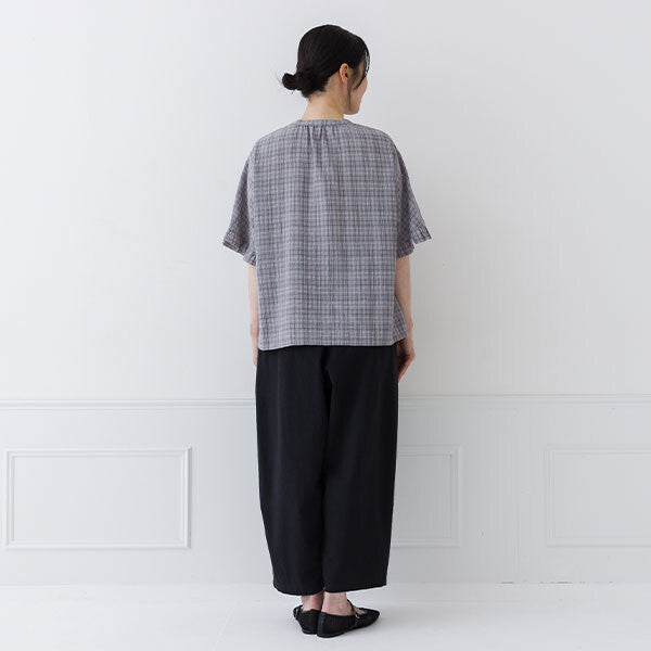 【crea delice】棉混人造絲暗格紋荷葉袖上衣 Japan E-Shop