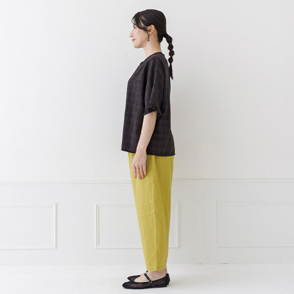 【crea delice】棉混人造絲暗格紋荷葉袖上衣 Japan E-Shop