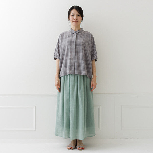 【crea delice】暗紋格紋襯衫領蝙蝠袖上衣 Japan E-Shop