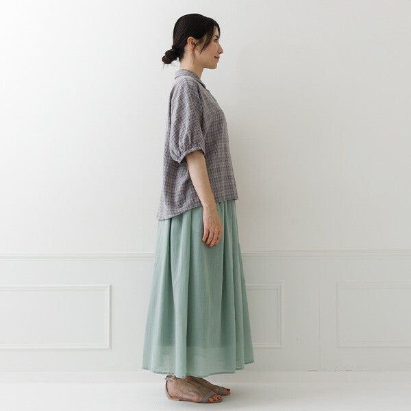【crea delice】暗紋格紋襯衫領蝙蝠袖上衣 Japan E-Shop