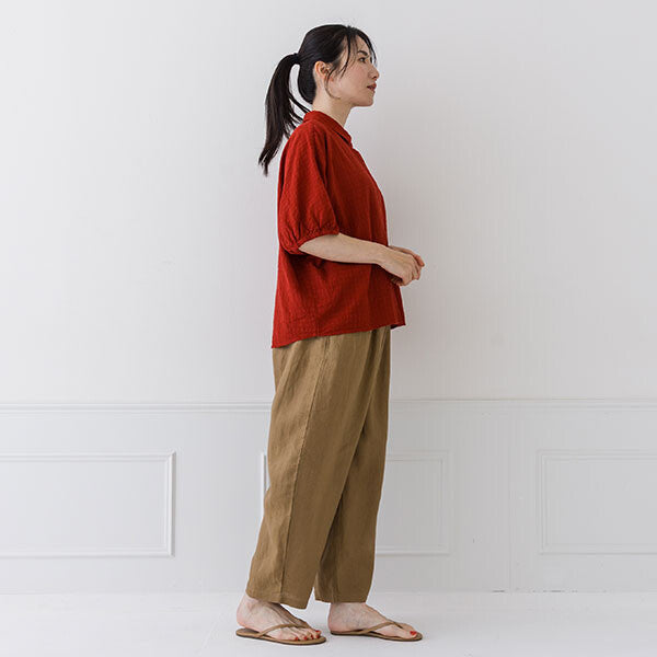 【crea delice】暗紋格紋襯衫領蝙蝠袖上衣 Japan E-Shop