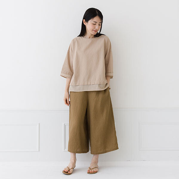 【crea delice】棉質透感拼接寬版上衣 Japan E-Shop