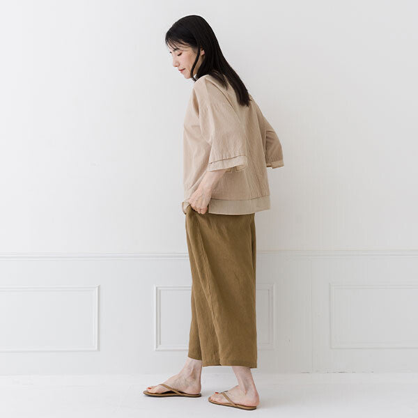 【crea delice】棉質透感拼接寬版上衣 Japan E-Shop