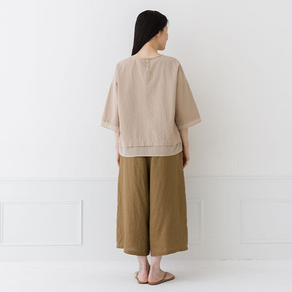 【crea delice】棉質透感拼接寬版上衣 Japan E-Shop