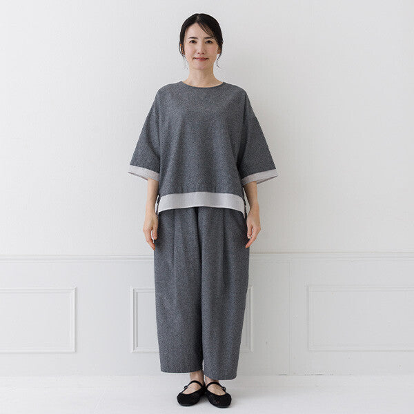 【crea delice】棉質透感拼接寬版上衣 Japan E-Shop