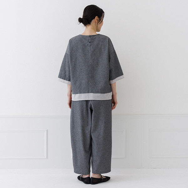 【crea delice】棉質透感拼接寬版上衣 Japan E-Shop