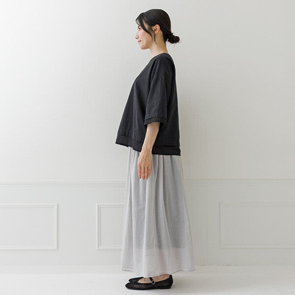 【crea delice】棉質透感拼接寬版上衣 Japan E-Shop