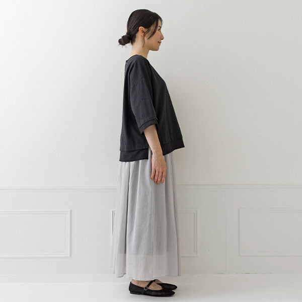 【crea delice】棉質透感拼接寬版上衣 Japan E-Shop