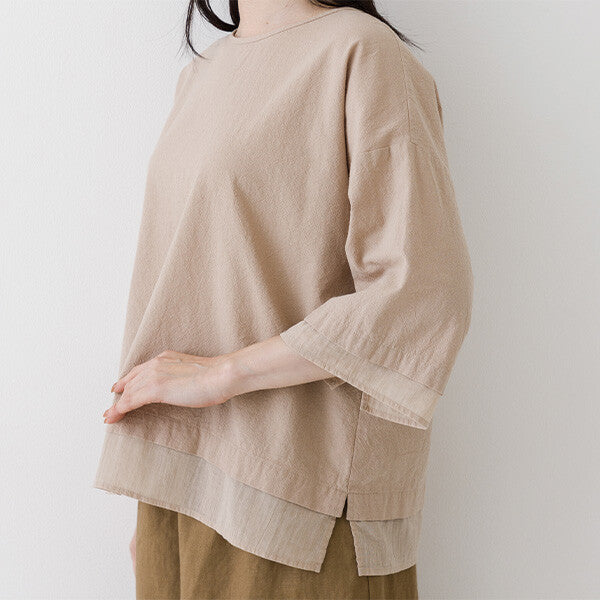 【crea delice】棉質透感拼接寬版上衣 Japan E-Shop