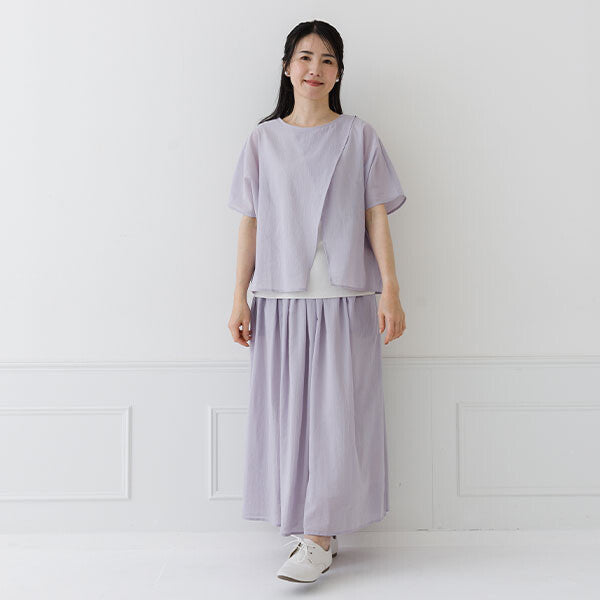 【crea delice】純棉雙層透感寬版上衣 Japan E-Shop