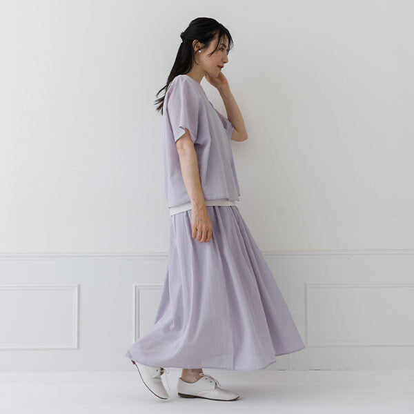 【crea delice】純棉雙層透感寬版上衣 Japan E-Shop