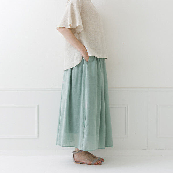 【crea delice】絲光棉雙層鬆緊腰長裙 Japan E-Shop