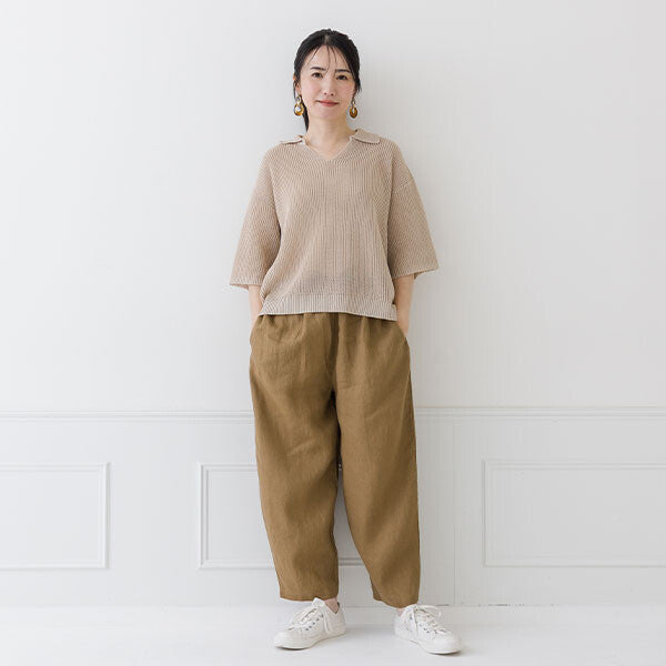 【crea delice】亞麻感日常剪裁針織上衣 Japan E-Shop