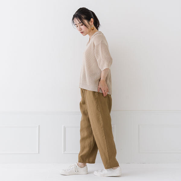 【crea delice】亞麻感日常剪裁針織上衣 Japan E-Shop