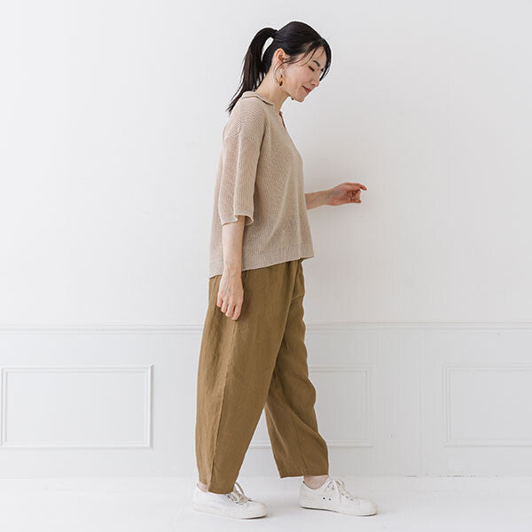 【crea delice】亞麻感日常剪裁針織上衣 Japan E-Shop