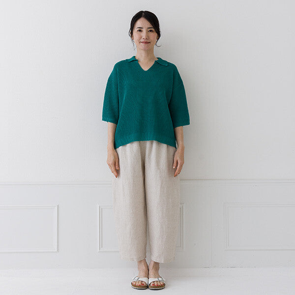 【crea delice】亞麻感日常剪裁針織上衣 Japan E-Shop