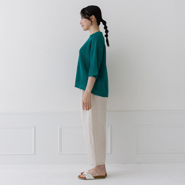 【crea delice】亞麻感日常剪裁針織上衣 Japan E-Shop