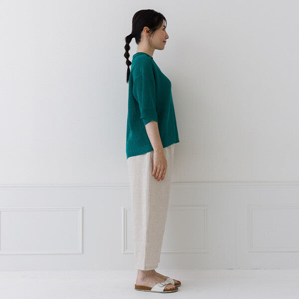 【crea delice】亞麻感日常剪裁針織上衣 Japan E-Shop