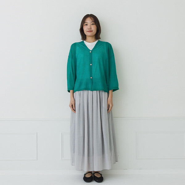 【crea delice】亞麻感V領寬版針織外套 Japan E-Shop