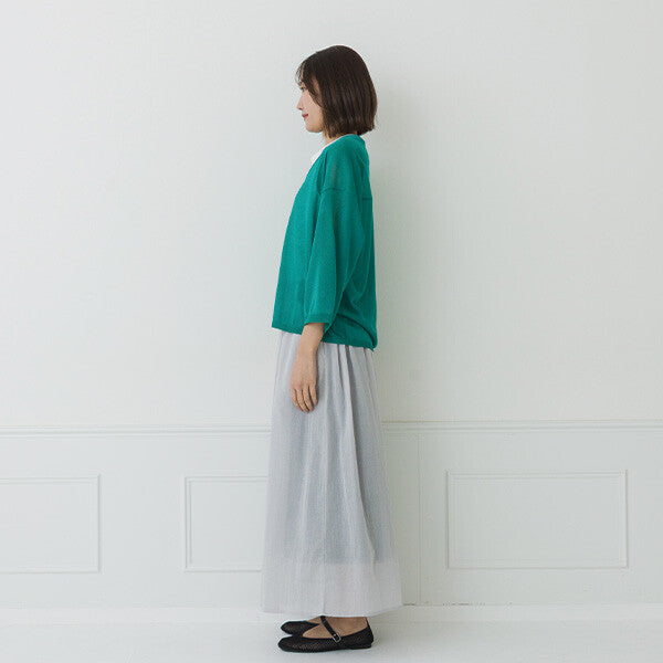 【crea delice】亞麻感V領寬版針織外套 Japan E-Shop