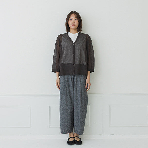 【crea delice】亞麻感V領寬版針織外套 Japan E-Shop