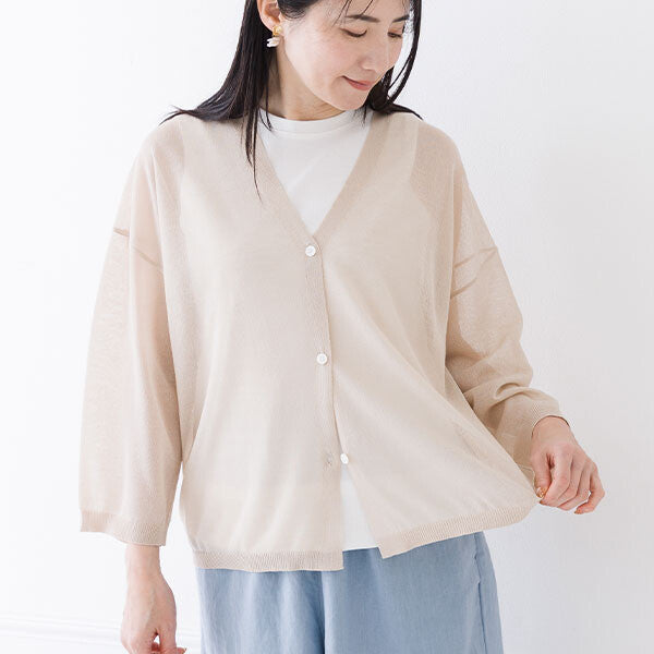 【crea delice】亞麻感V領寬版針織外套 Japan E-Shop