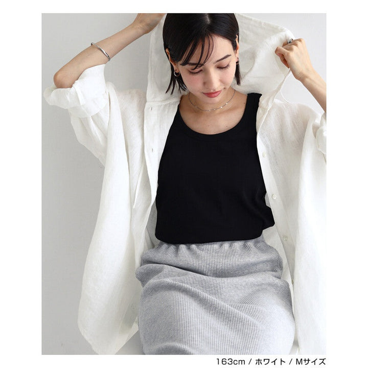 【evernavy】100%亞麻連帽長版襯衫 寬鬆防曬冷氣外搭 Japan E-Shop