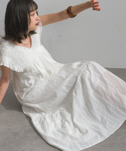 【春夏氣質首選：ELENCARE DUE 蕾絲緹花後綁帶長洋裝】 Japan E-Shop