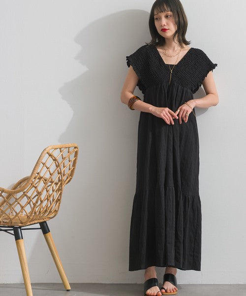 【春夏氣質首選：ELENCARE DUE 蕾絲緹花後綁帶長洋裝】 Japan E-Shop