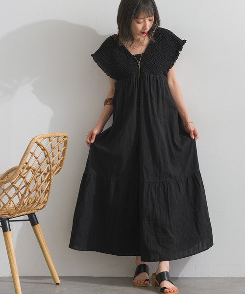 【春夏氣質首選：ELENCARE DUE 蕾絲緹花後綁帶長洋裝】 Japan E-Shop