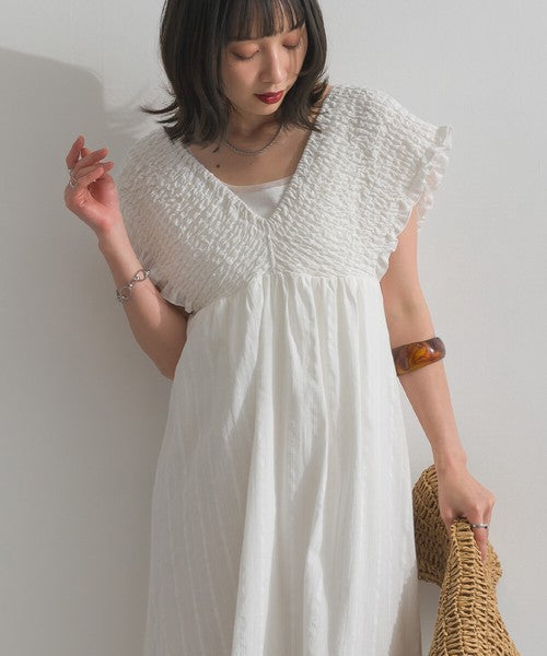 【春夏氣質首選：ELENCARE DUE 蕾絲緹花後綁帶長洋裝】 Japan E-Shop