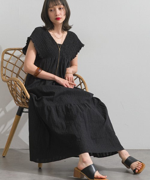 【春夏氣質首選：ELENCARE DUE 蕾絲緹花後綁帶長洋裝】 Japan E-Shop