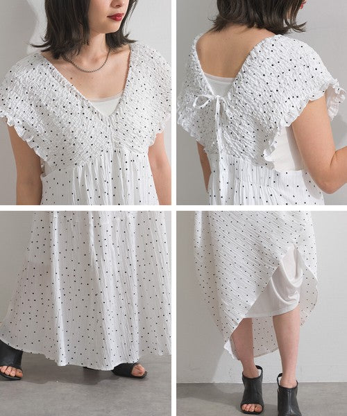 【春夏氣質首選：ELENCARE DUE 蕾絲緹花後綁帶長洋裝】 Japan E-Shop