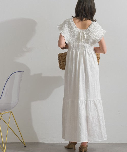 【春夏氣質首選：ELENCARE DUE 蕾絲緹花後綁帶長洋裝】 Japan E-Shop