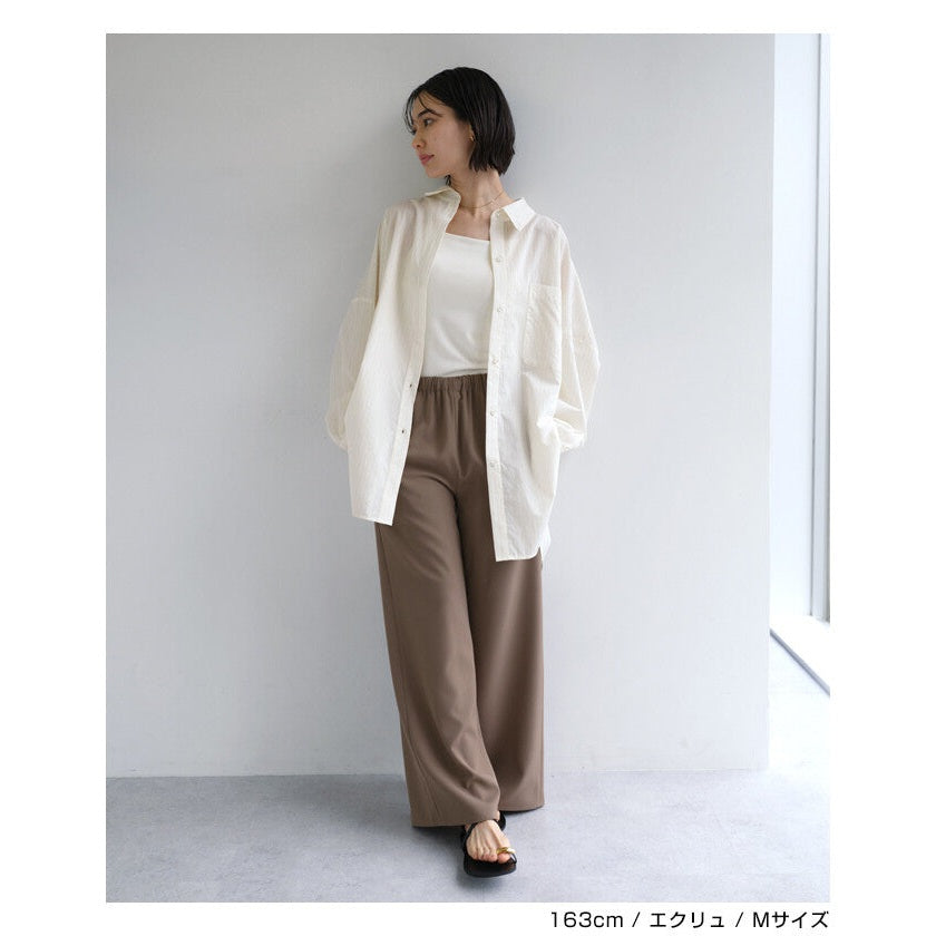 【evernavy】棉混細條紋寬鬆長版長袖襯衫 Japan E-Shop