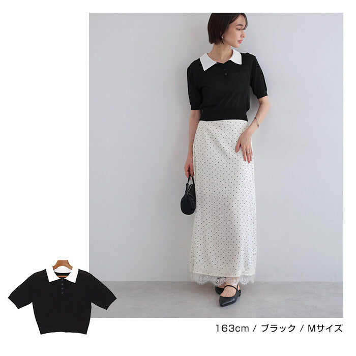 【Alma Design】雙色領POLO針織上衣 短版顯瘦修身剪裁 顏色