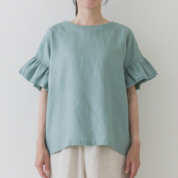 【crea delice】亞麻荷葉袖寬版襯衫 Japan E-Shop