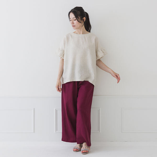 【crea delice】亞麻荷葉袖寬版襯衫 Japan E-Shop