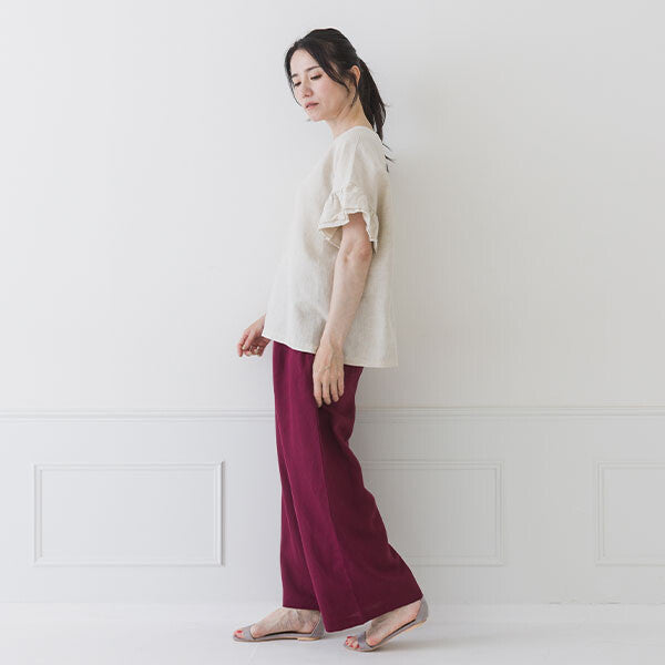 【crea delice】亞麻荷葉袖寬版襯衫 Japan E-Shop