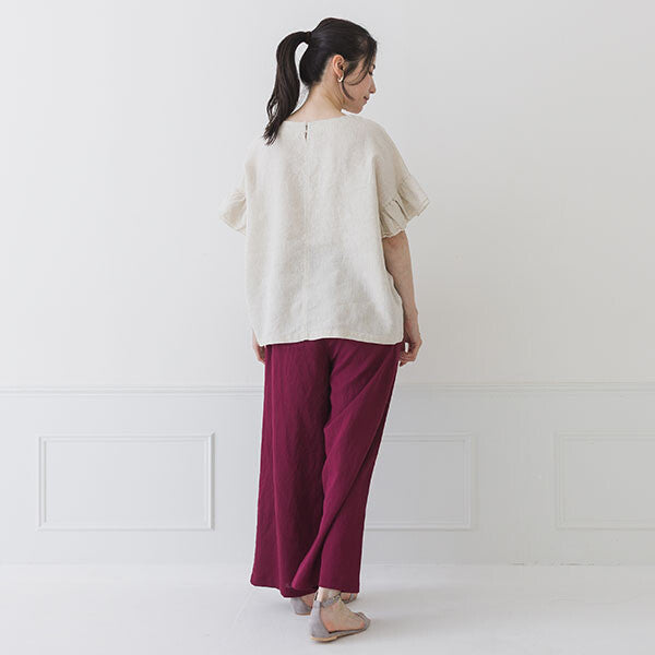 【crea delice】亞麻荷葉袖寬版襯衫 Japan E-Shop