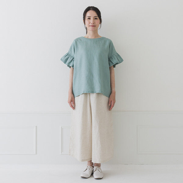 【crea delice】亞麻荷葉袖寬版襯衫 Japan E-Shop