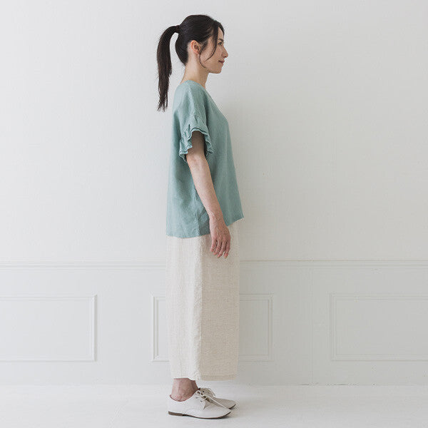 【crea delice】亞麻荷葉袖寬版襯衫 Japan E-Shop