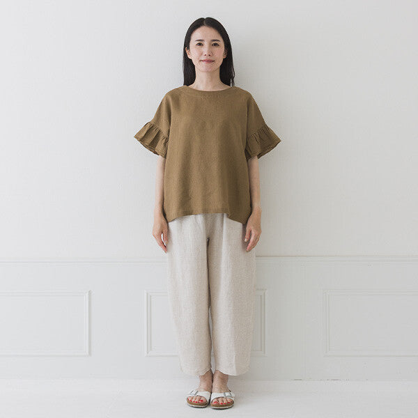 【crea delice】亞麻荷葉袖寬版襯衫 Japan E-Shop