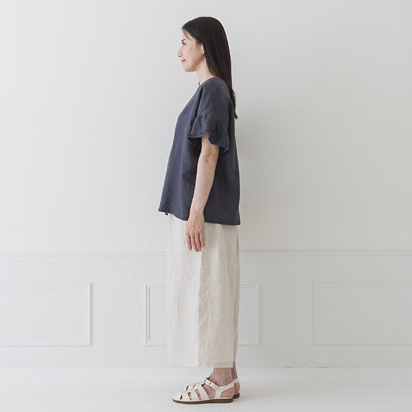 【crea delice】亞麻荷葉袖寬版襯衫 Japan E-Shop