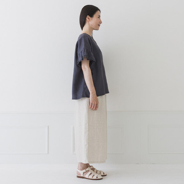 【crea delice】亞麻荷葉袖寬版襯衫 Japan E-Shop
