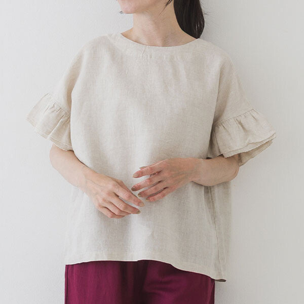 【crea delice】亞麻荷葉袖寬版襯衫 Japan E-Shop
