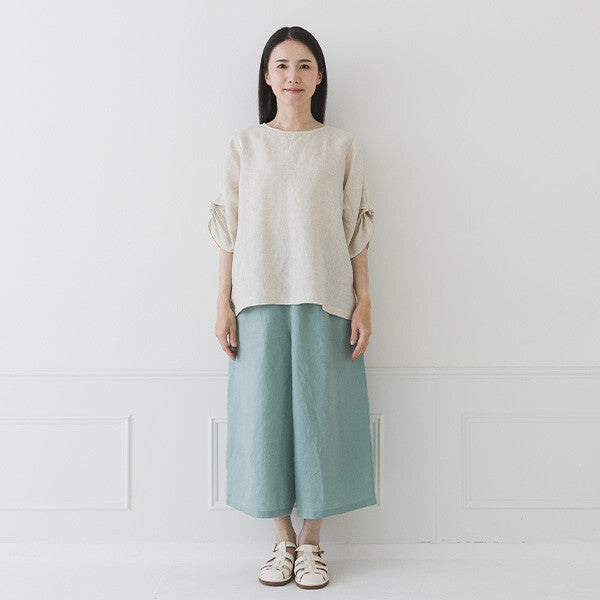 【crea delice】純麻打褶袖寬版襯衫 Japan E-Shop